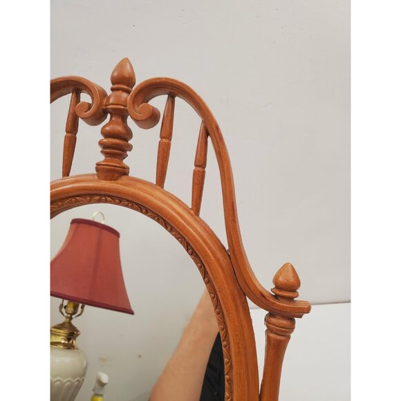 Vintage Wood Tabletop Vanity Mirror | Oval Makeup Mirror, Handmade Mirror, - Picture 4 of 10